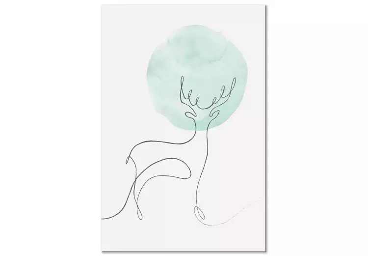 Canvas Moon Line (1-piece) Vertical - abstract lineart of a deer