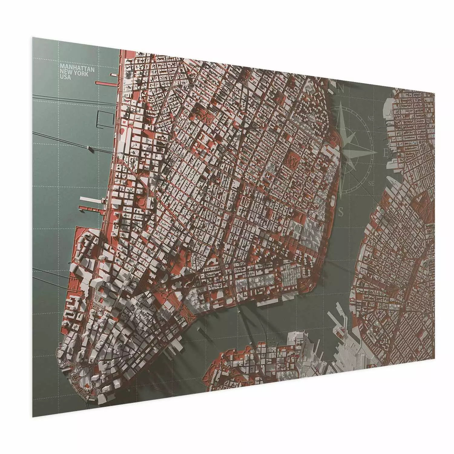 Poster Let's Meet in Manhattan - map fragment of New York City