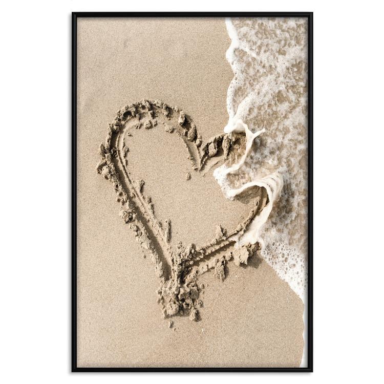 Poster Wave of Love - seaside landscape of a wave and a romantic heart on sand