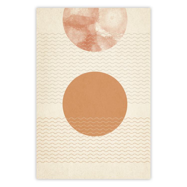Poster Sun Eclipse - orange circles and stripes in an abstract motif