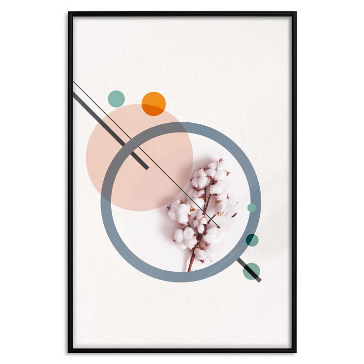 Poster Geometric Cotton - plant among circles and lines in an abstract style