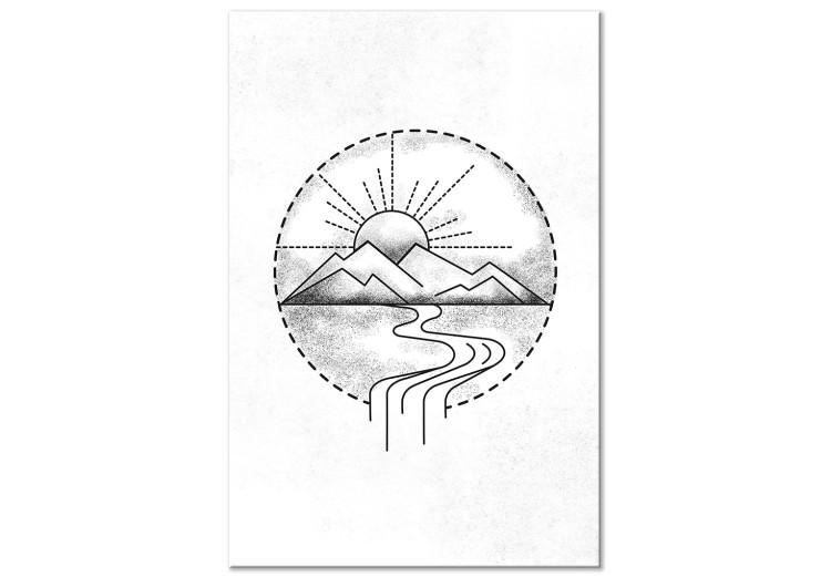 Canvas Mountain Drawing (1-piece) Vertical - black and white landscape scenery