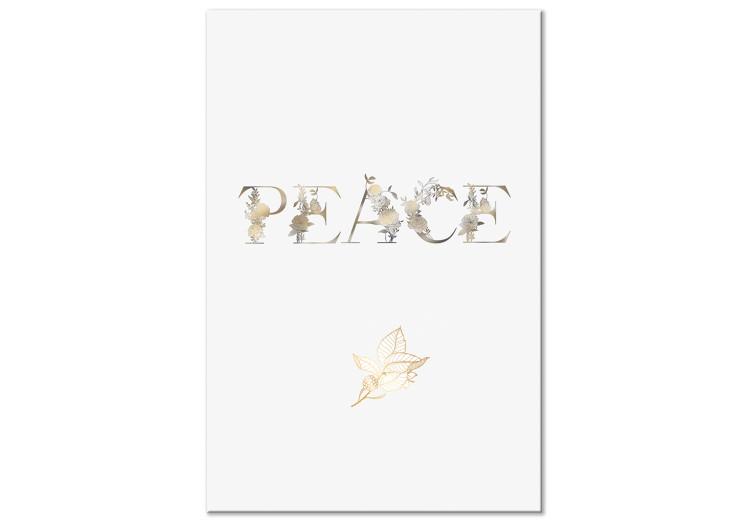 Canvas Peace (1-piece) Vertical - English inscription with golden accents