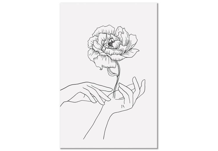 Canvas Gentle Touch (1-piece) Vertical - black and white lineart of hands