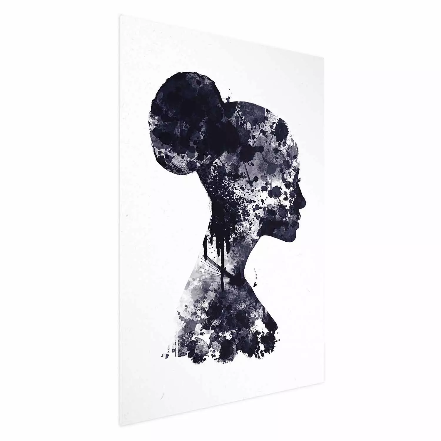 Wall Poster Abstract Profile - portrait of a woman in an abstract dark motif