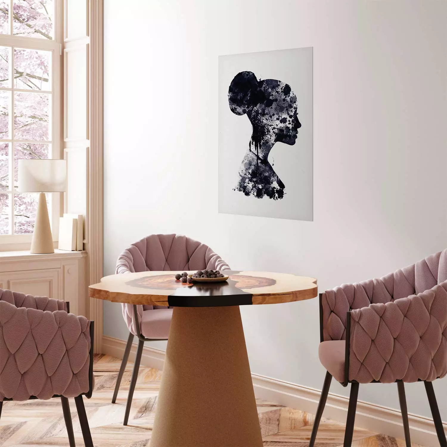 Wall Poster Abstract Profile - portrait of a woman in an abstract dark motif