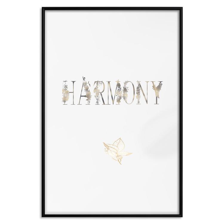 Poster Harmony - golden English text on a contrasting light background