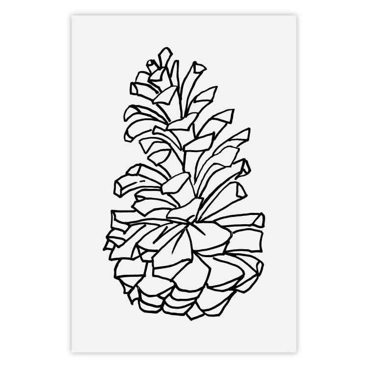Poster Forest Scent - black line art of pinecones on a contrasting white background