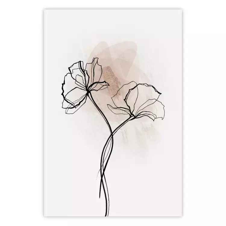 Poster Path to the Sun - plant with a flower on a light background in a line art style