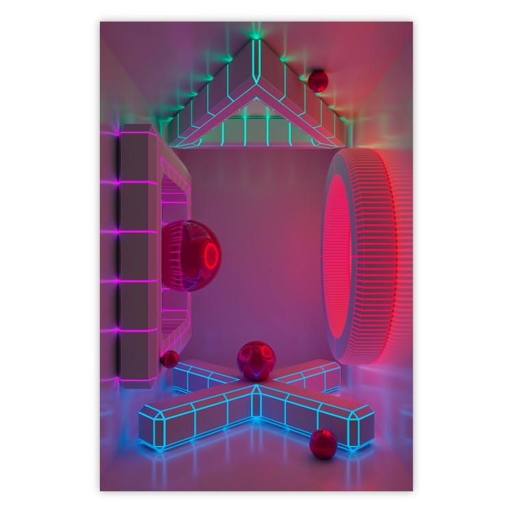 Poster Four Walls - geometric figures with neons in an abstract style