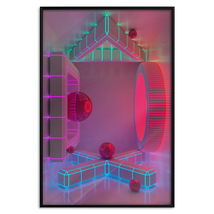 Poster Four Walls - geometric figures with neons in an abstract style