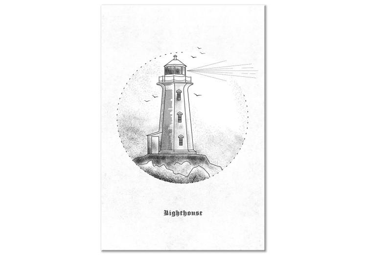 Canvas Black and White Lighthouse (1-piece) Vertical - sketchy landscape