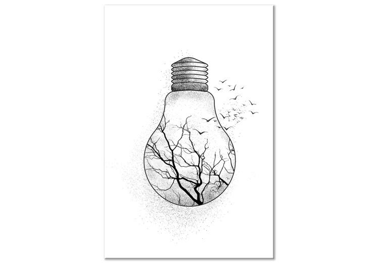 Canvas Winter Birds (1-piece) Vertical - abstract light bulb with tree