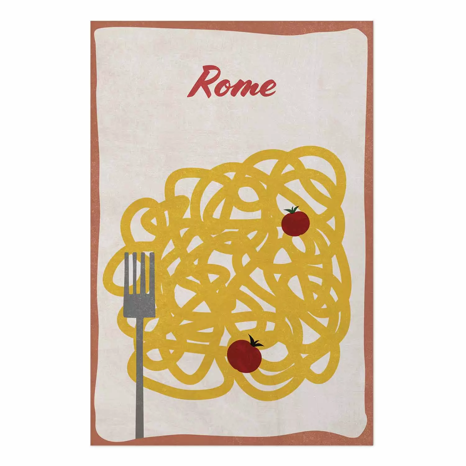 Wall Poster Roman Delicacies - texts and food in the form of pasta with tomato