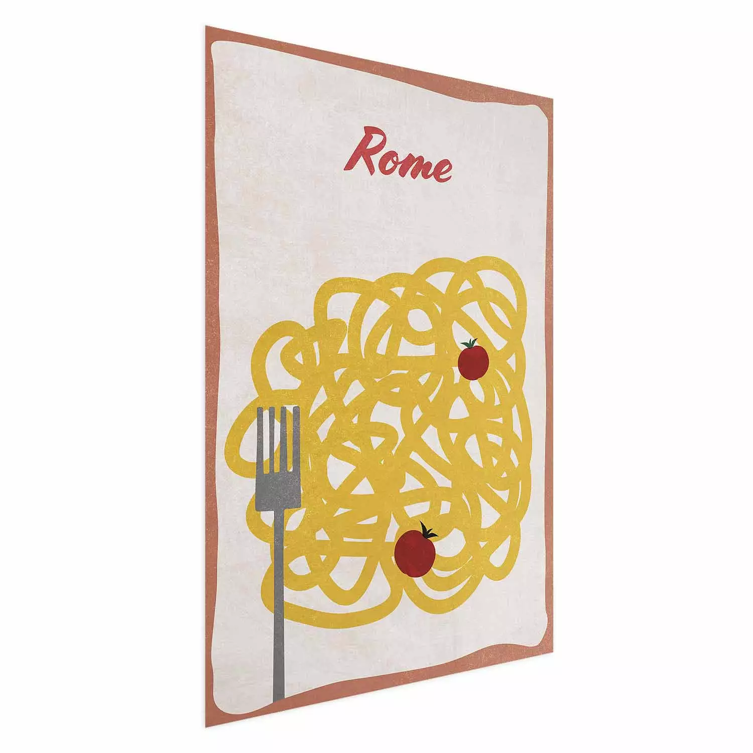 Wall Poster Roman Delicacies - texts and food in the form of pasta with tomato