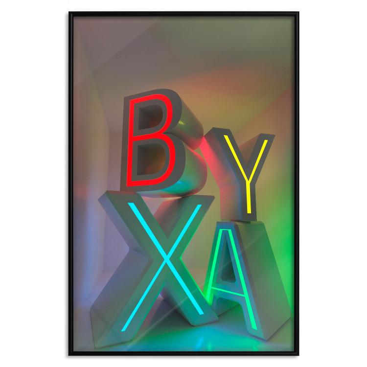 Poster Adventure X - colorful letters with 3D imitation in an abstract motif