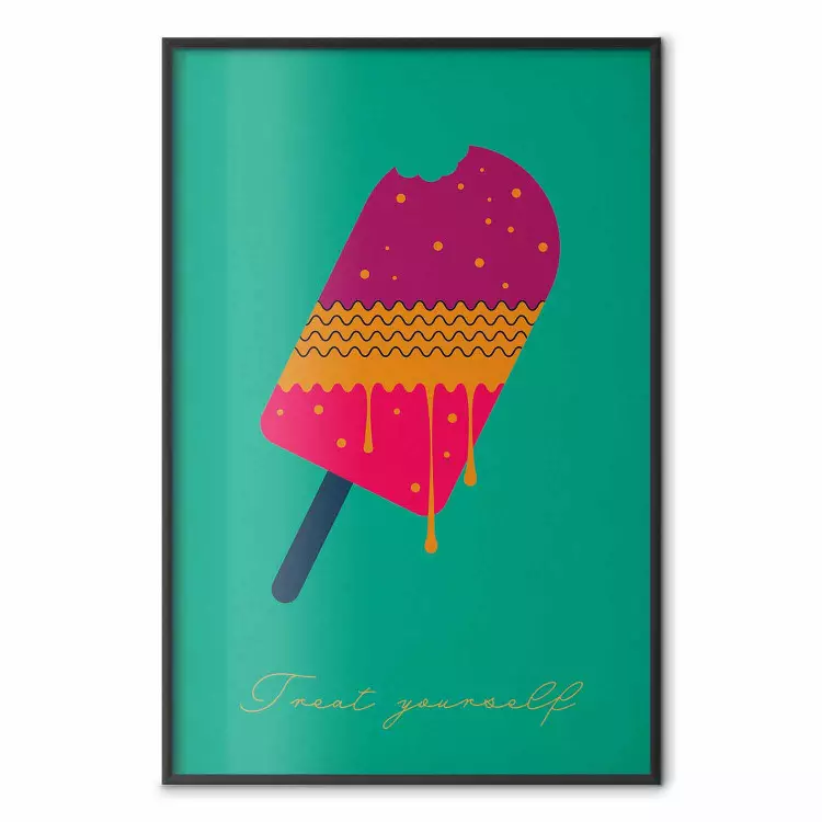 Treat Yourself - colorful popsicle ice creams on a solid turquoise background