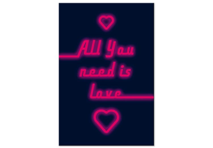 Canvas All You Need Is Love (1-piece) Vertical - pink quote with heart
