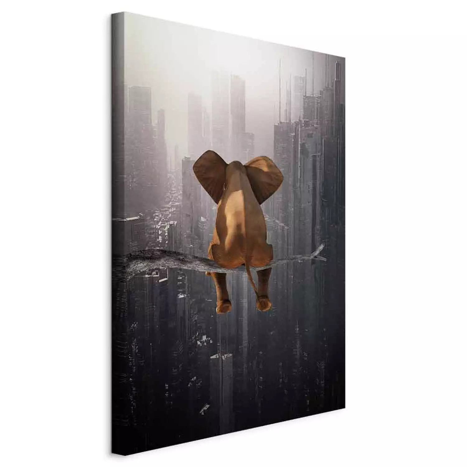 Canvas Print Elephant in the Big City Vertical - fantasy animal