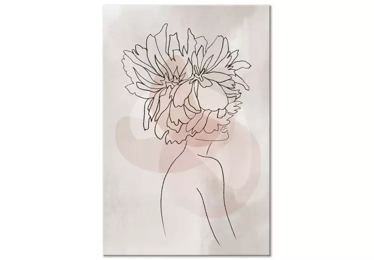 Canvas Sophie's Flowers (1-piece) Vertical - lineart of abstract woman