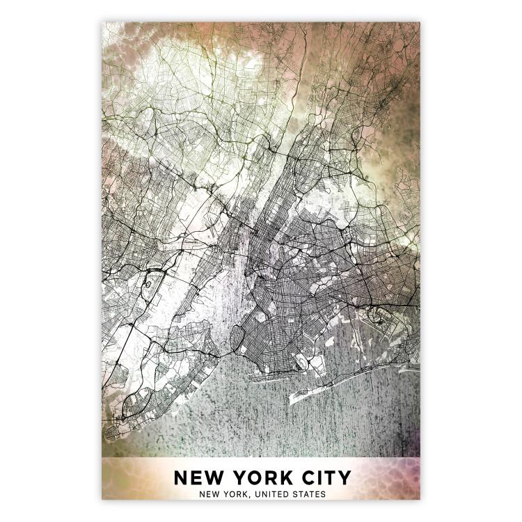 Poster City of Dreams - black and white map of New York with brown details