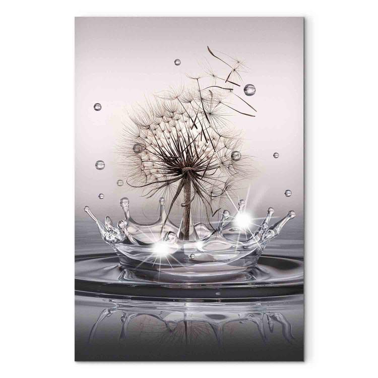 Canvas Wind Drops (1-piece) Vertical - dandelion flower falling into water