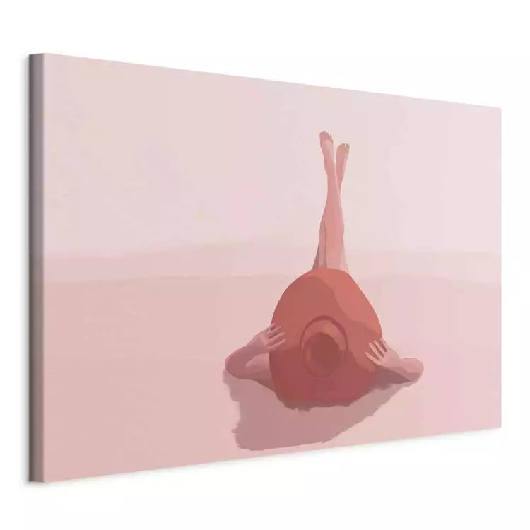 Woman with hat - a seascape in pastel colours with a woman