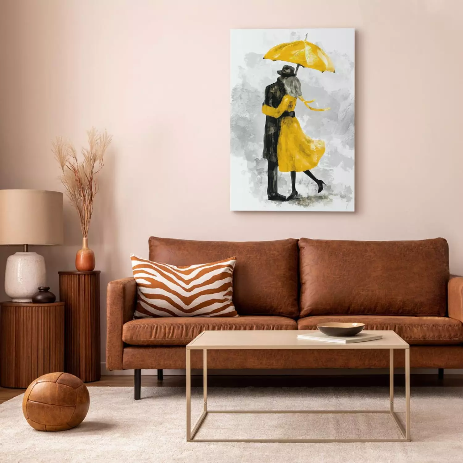 Canvas Art Print Under Yellow Umbrella Vertical