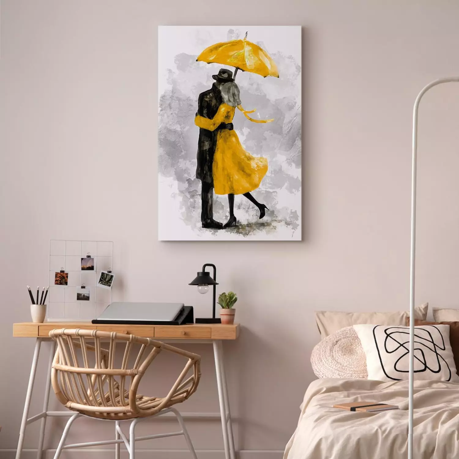 Canvas Art Print Under Yellow Umbrella Vertical
