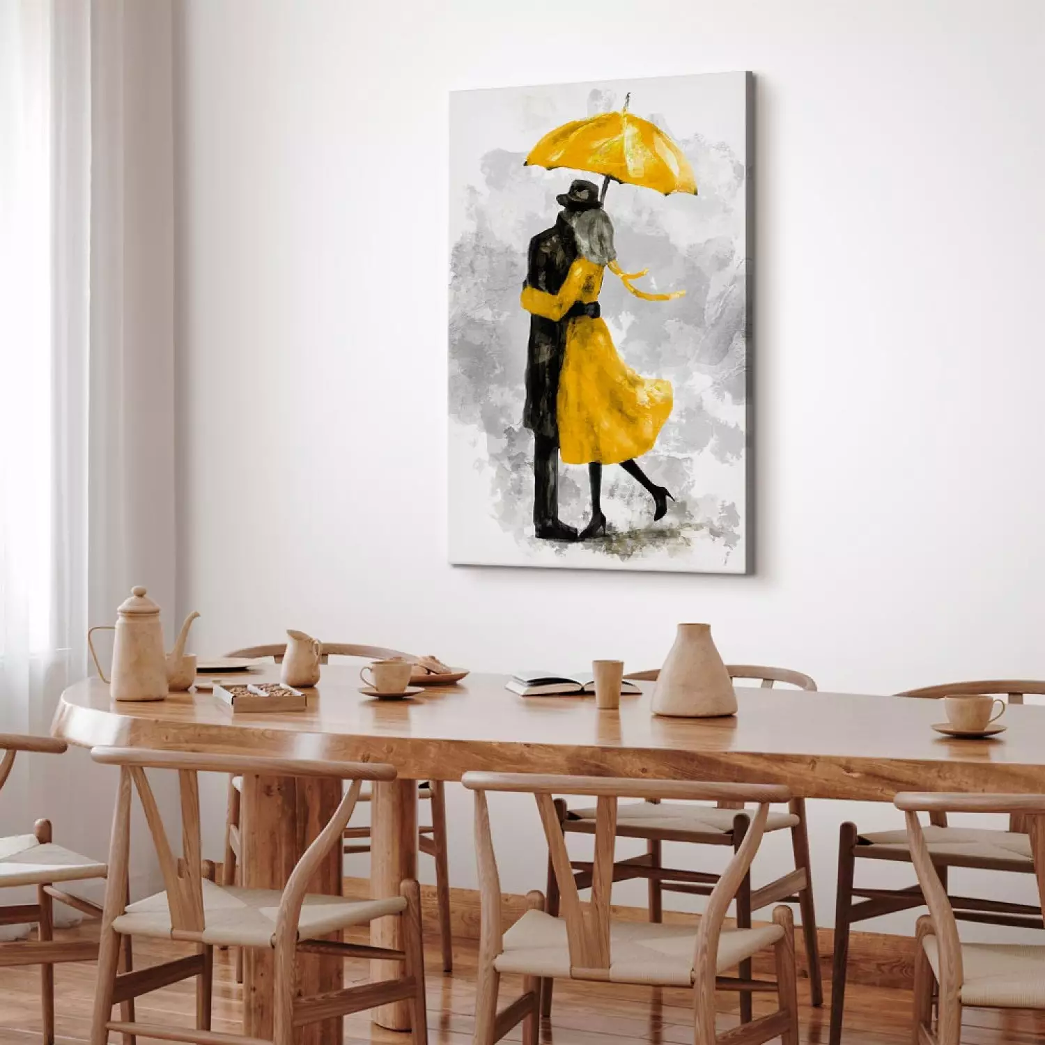 Canvas Art Print Under Yellow Umbrella Vertical