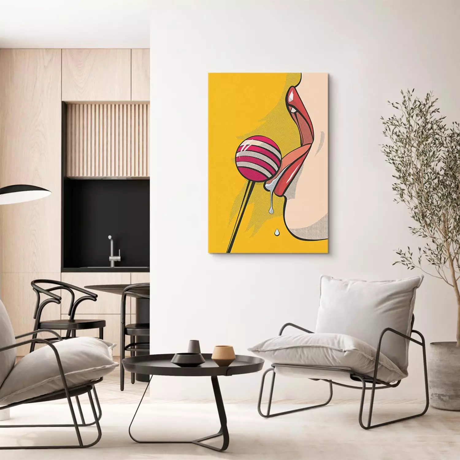 Canvas Painting Colourful lollipop and lips - youth graphic in pop art  style - bimago, image size:1500x1500