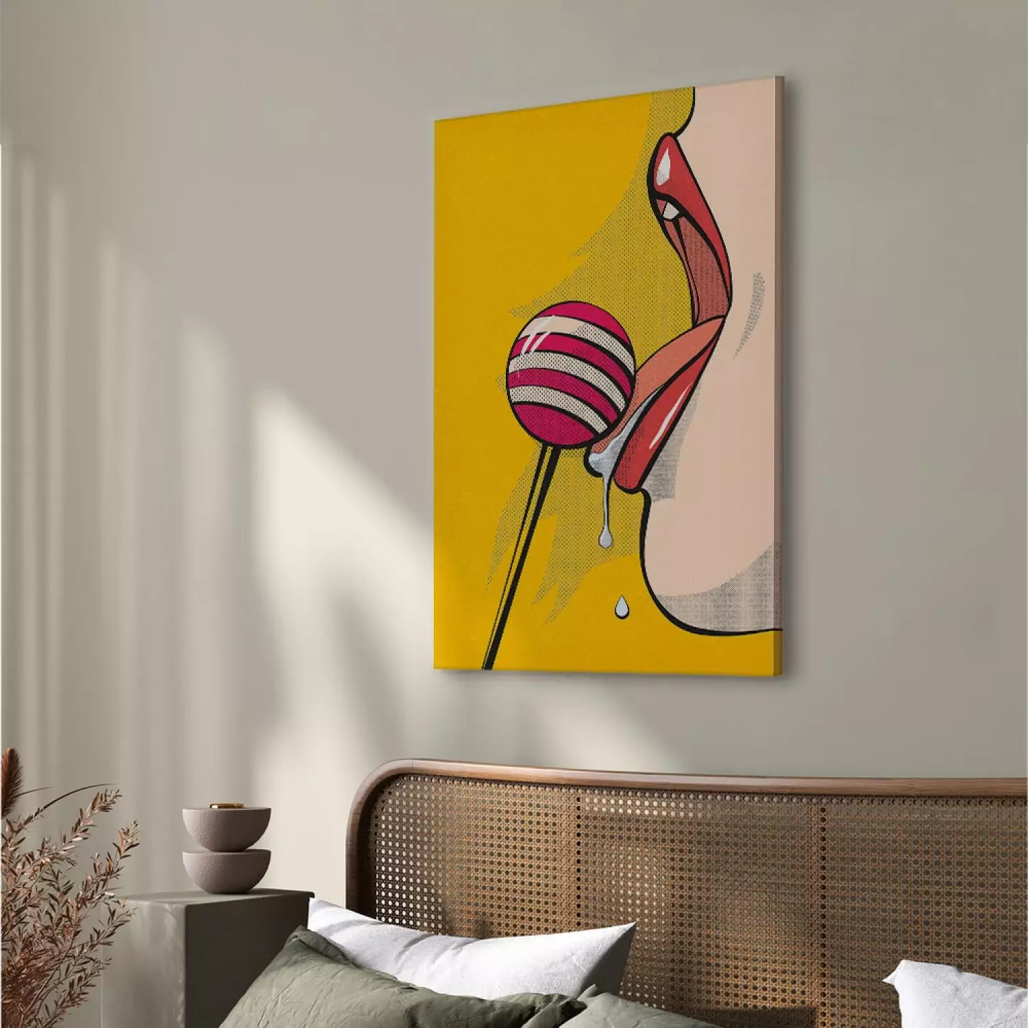 Canvas Painting Colourful lollipop and lips - youth graphic in pop art  style - bimago, image size:1500x1500