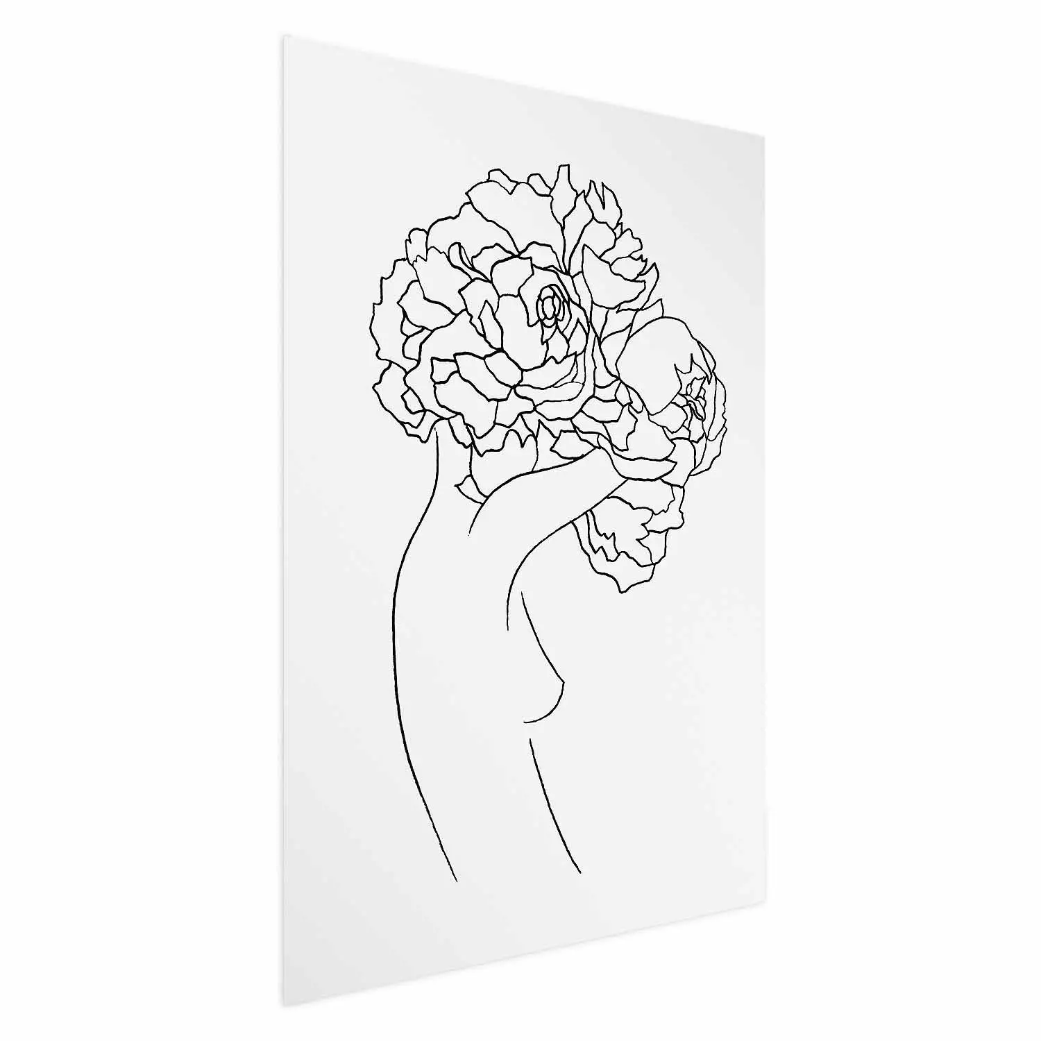 Wall Poster Gardener - abstract line art of a woman with flowers on a white background