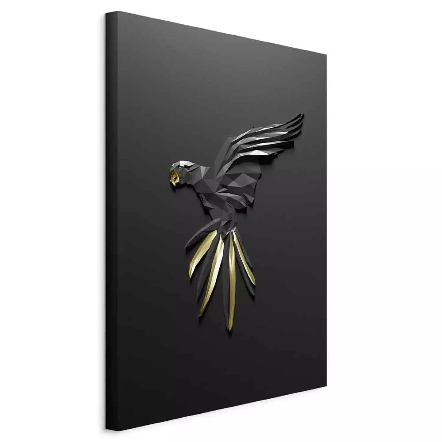Canvas Print Black Parrot Vertical - bird with geometric texture