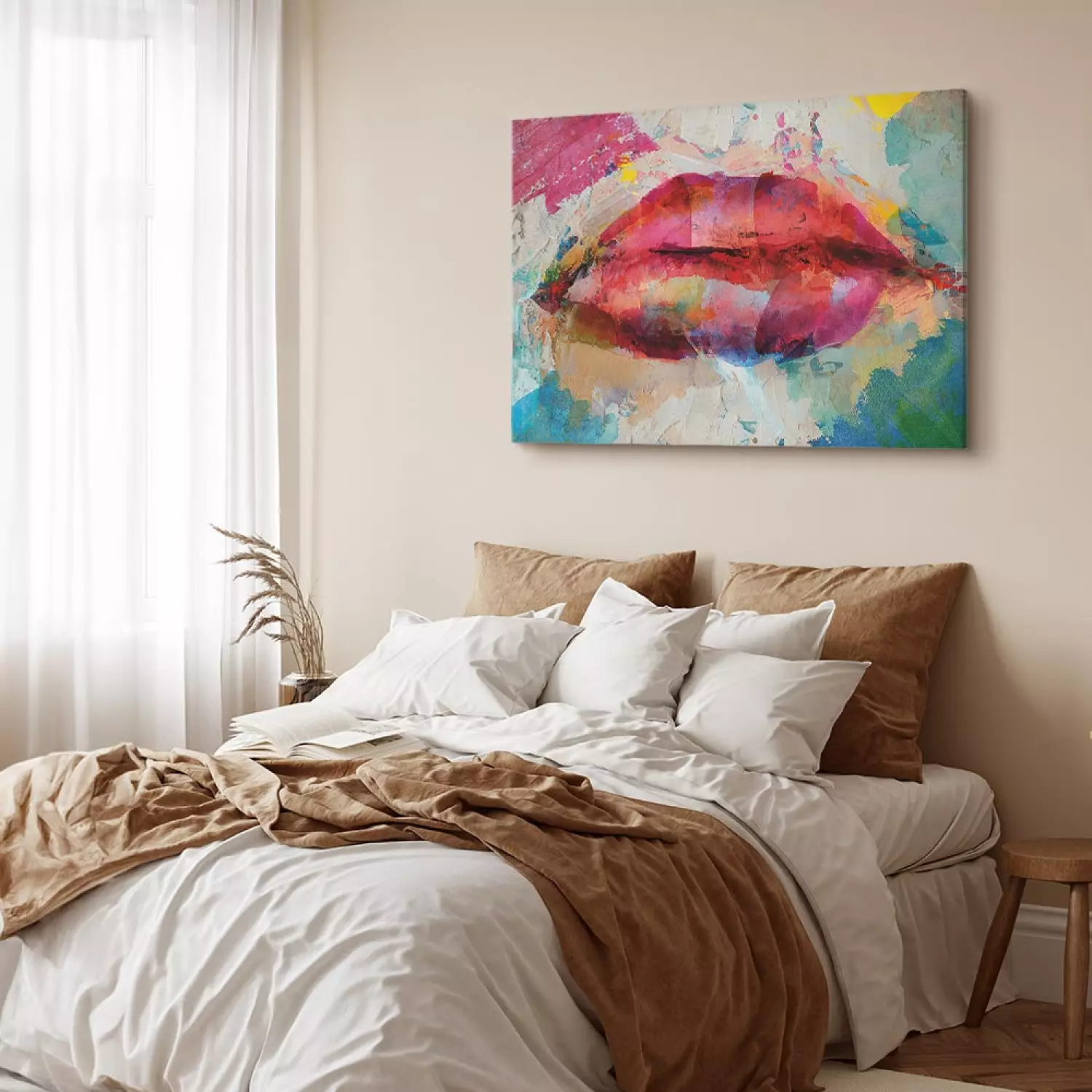 Canvas Artistic Lips Wide - abstraction of colorful lips