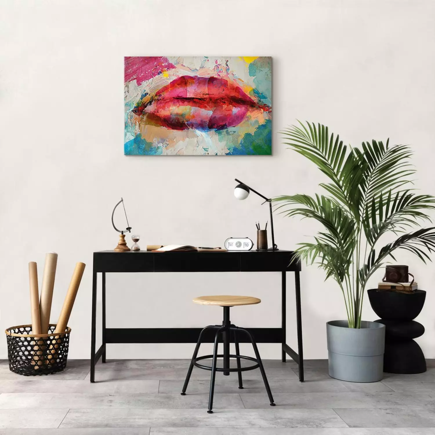 Canvas Artistic Lips Wide - abstraction of colorful lips