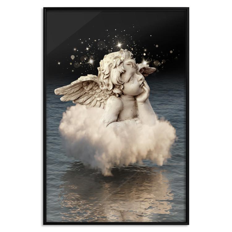 Poster Angelic Dream - whimsical angel in a cloud floating on water