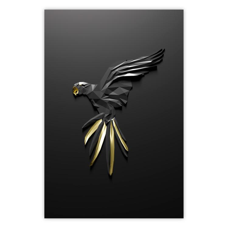 Poster Black Parrot - abstract figure resembling a bird with golden details
