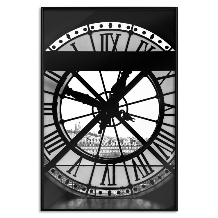 Poster Sacre-Coeur Clock - black and white clock architecture against the city backdrop