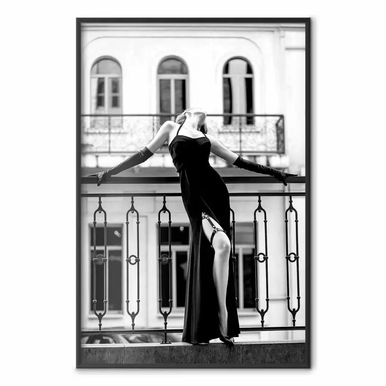 Dance in Paris - black and white photograph of a woman against architectural backdrop