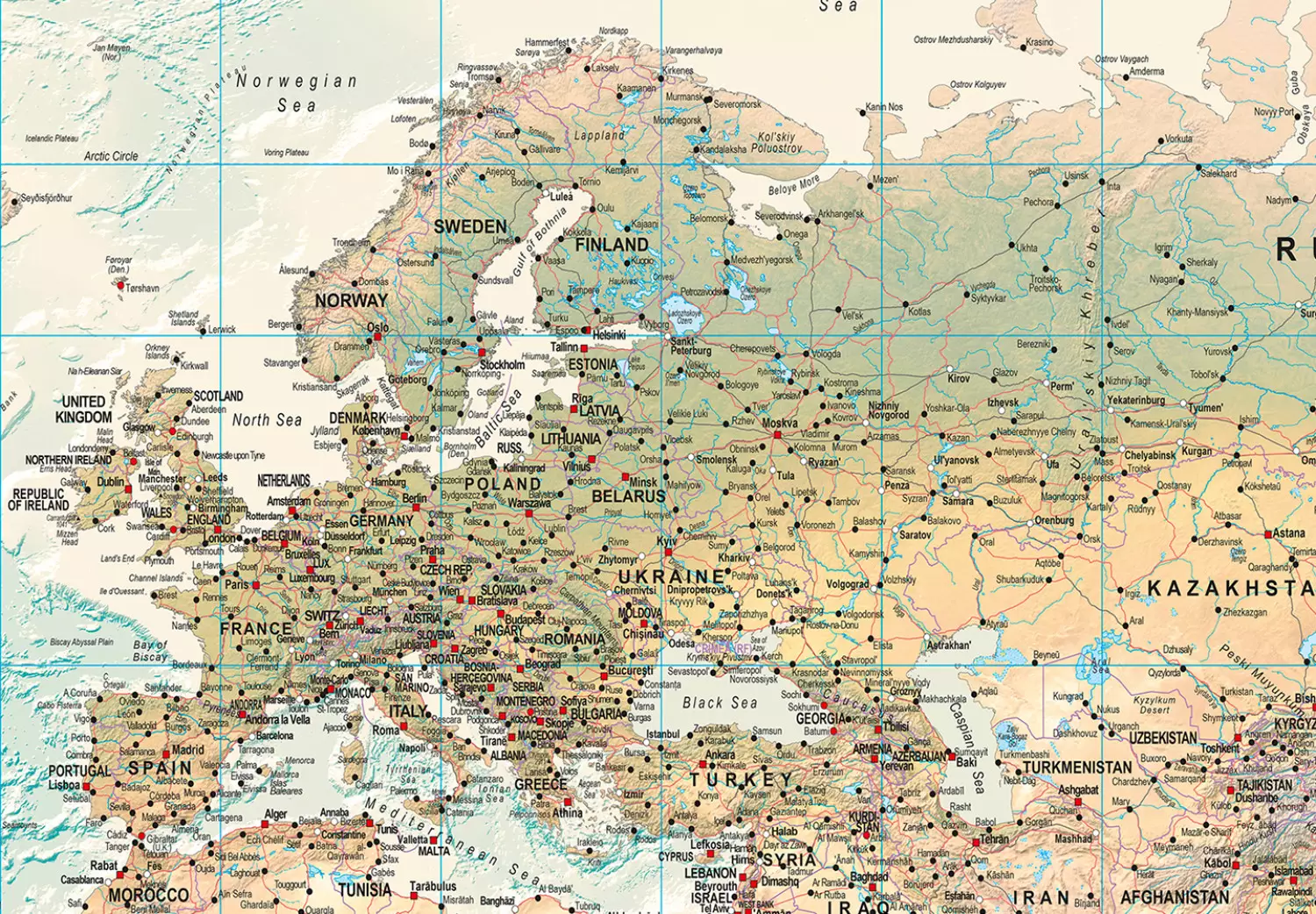 Large canvas print World Map: Beautiful World - colorful political world map in English