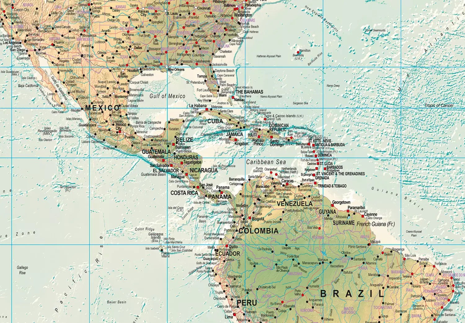 Large canvas print World Map: Beautiful World - colorful political world map in English