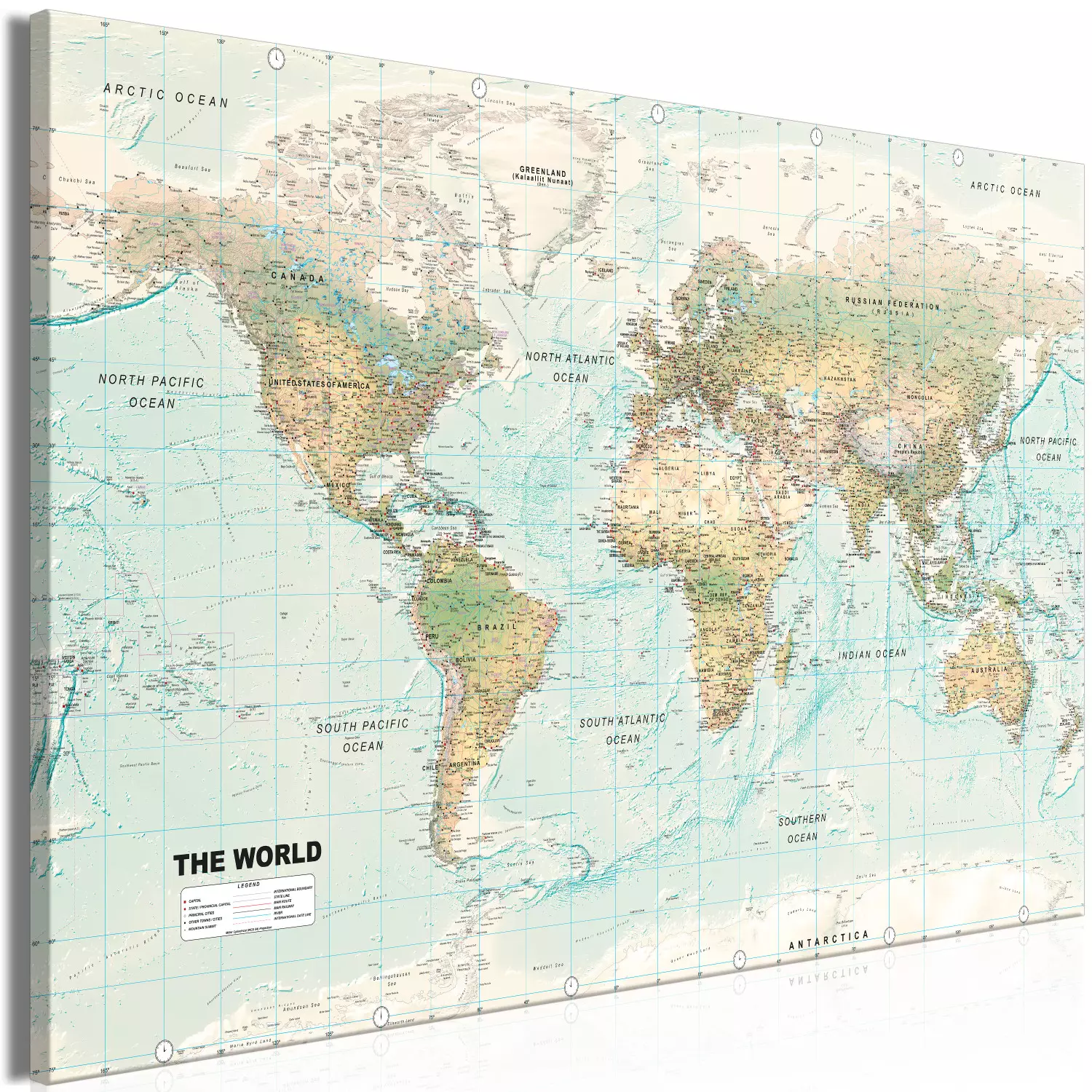 Large canvas print World Map: Beautiful World - colorful political world map in English