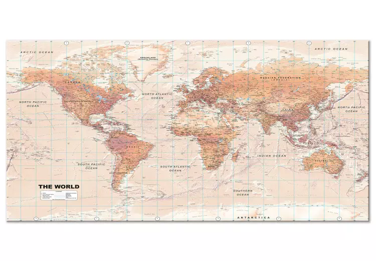 Large canvas print World Map: Orange World II [Large Format]