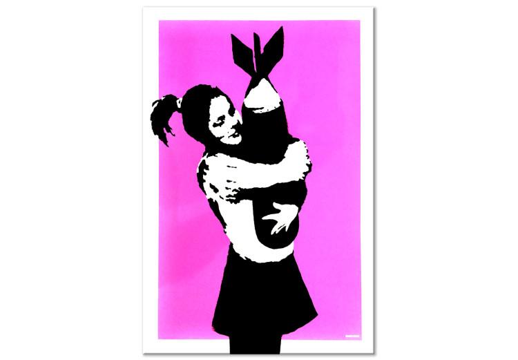 Canvas Bomb Hug (1-piece) Vertical - street art of a woman with a bomb