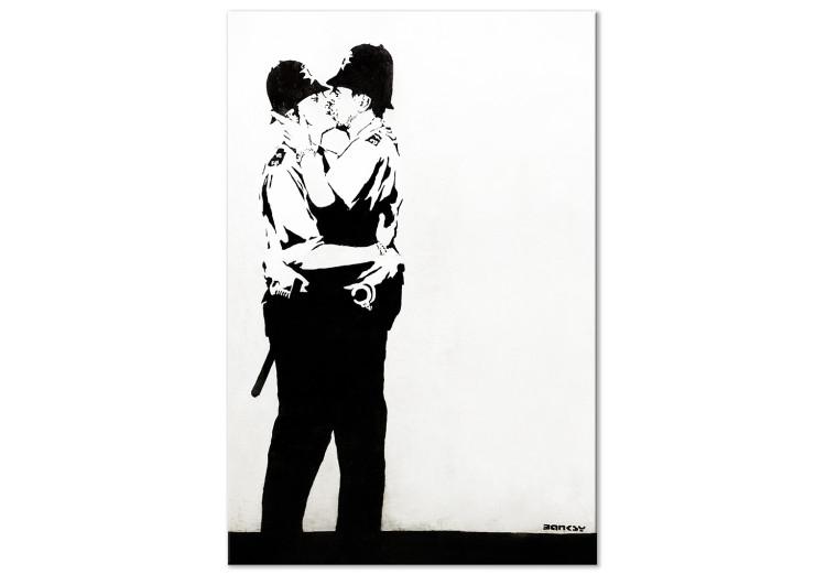 Canvas Kiss of two policemen - youth street art graphic
