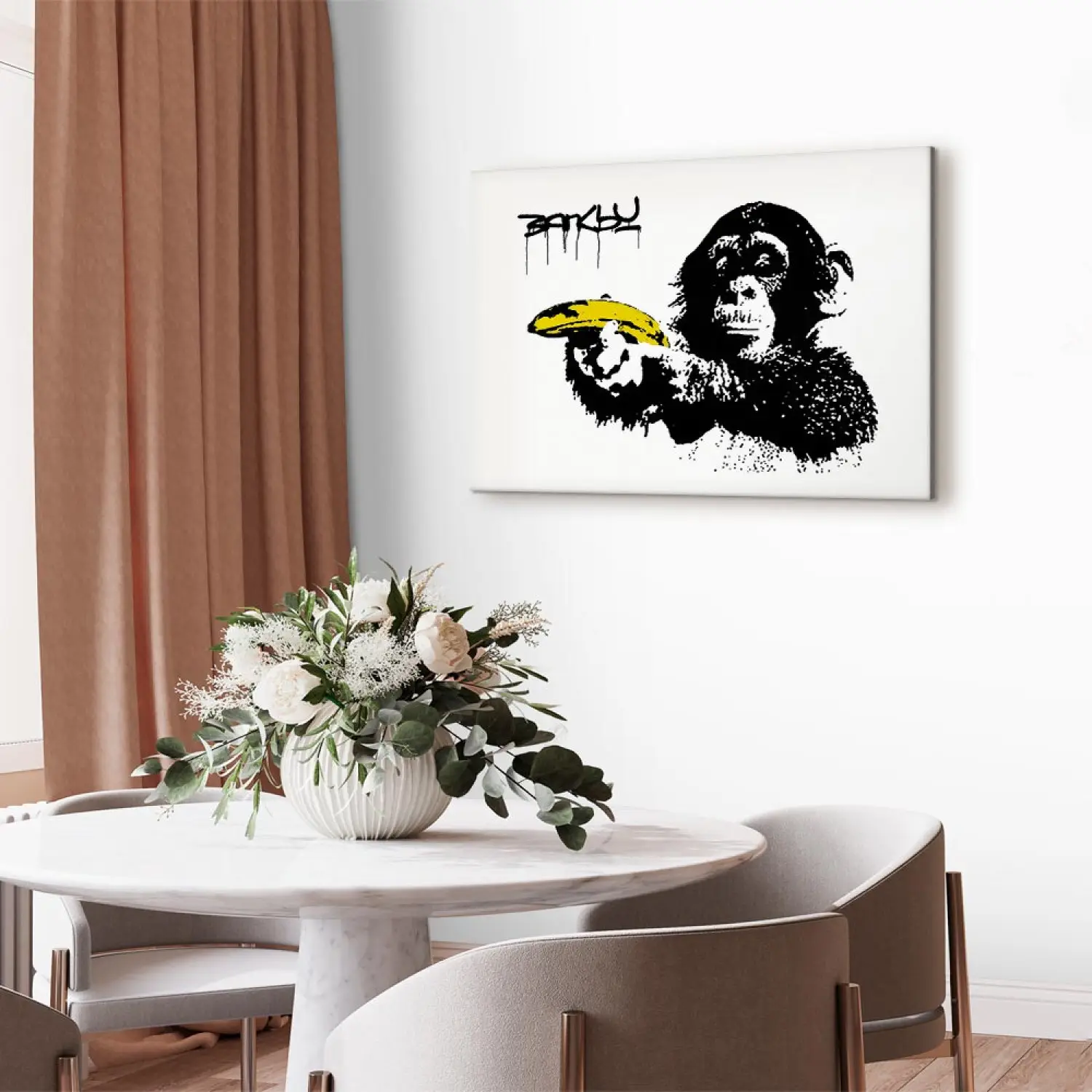 Canvas Print Banksy: Monkey with Banana Wide - bimago