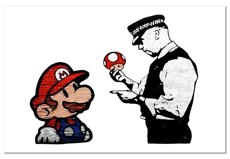 Canvas Mario and a Police Officer - graphic inspired by Banksy's street art