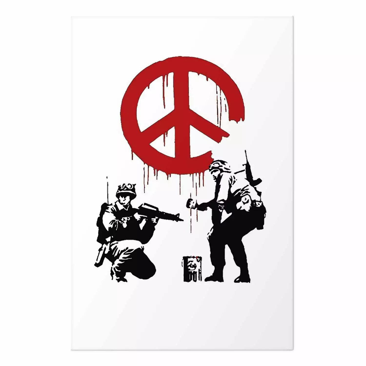 Wall Poster CND Soldiers - soldiers painting a hippie symbol in Banksy style