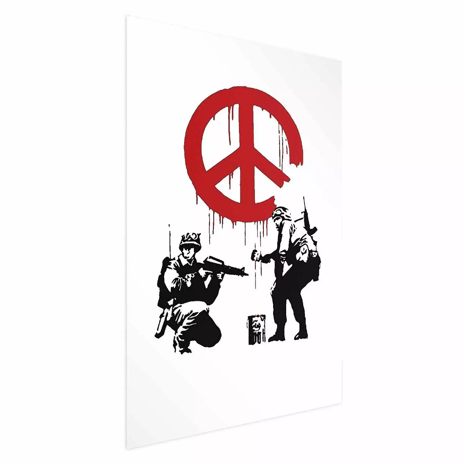 Wall Poster CND Soldiers - soldiers painting a hippie symbol in Banksy style